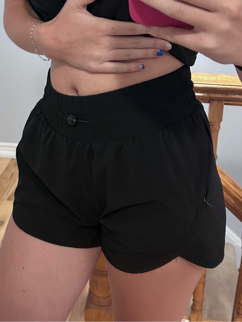 Black Women's Athletic Shorts - with Bikini Style Liner